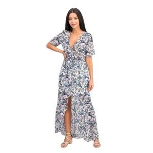 BCBGeneration Women’s Medium Floral Sheer Maxi Dress